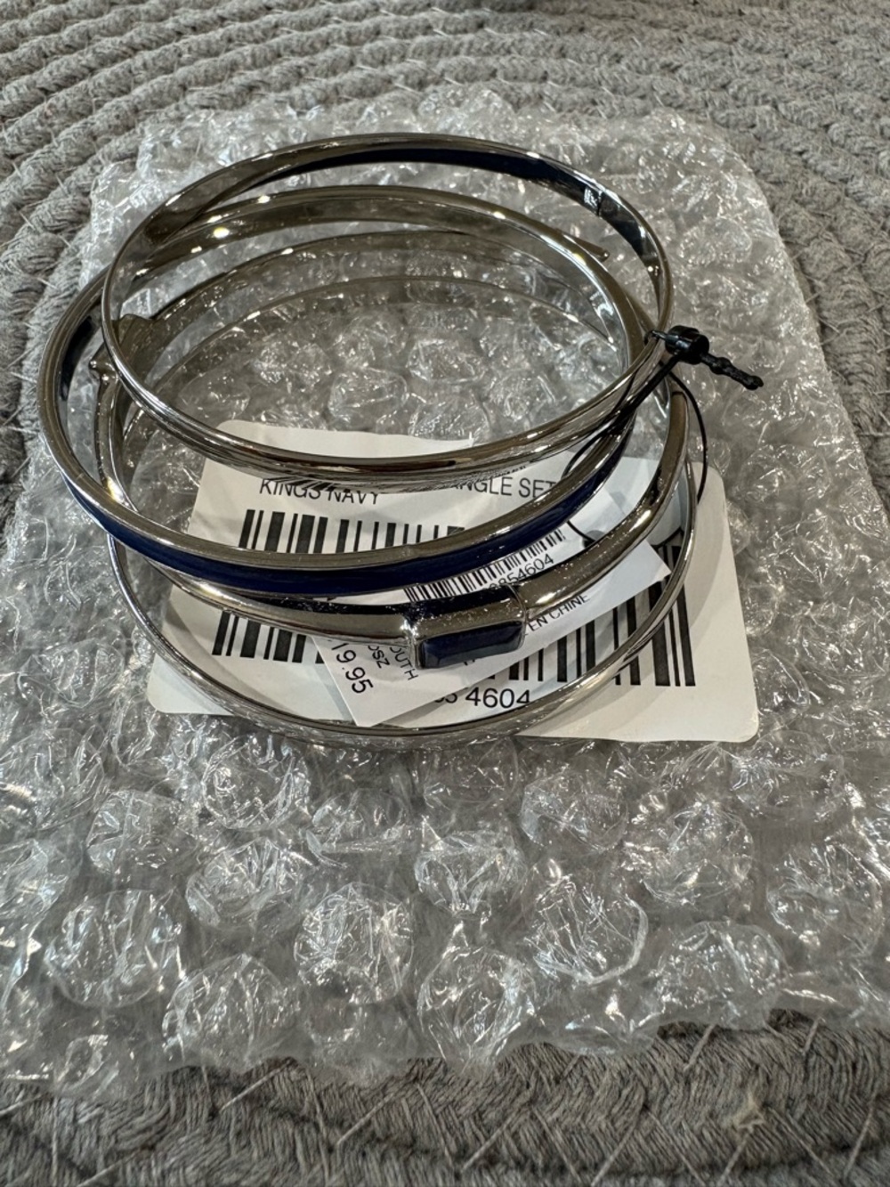 Chico's Silver and Navy Stackable Bangle Bracelet Set - Picture 2 of 4